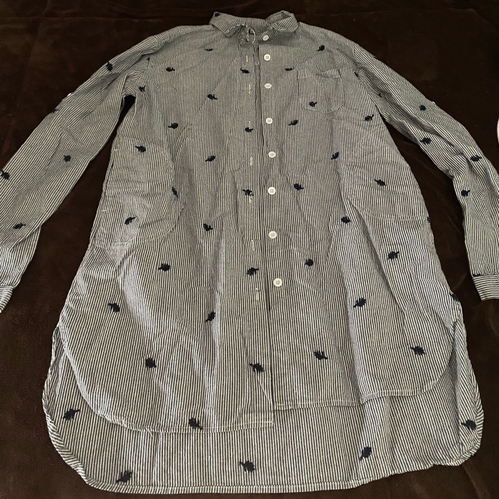 Long grey button up shirt, never worn but no tags